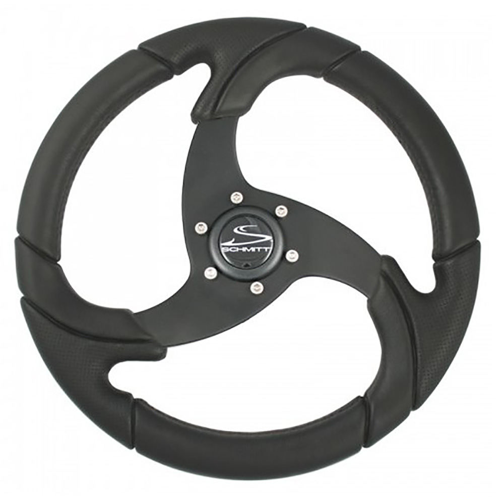 Schmitt Marine - Folletto 14.2" Wheel - Black Polyurethane, 3/4" Tapered Shaft, with Black Center Cap