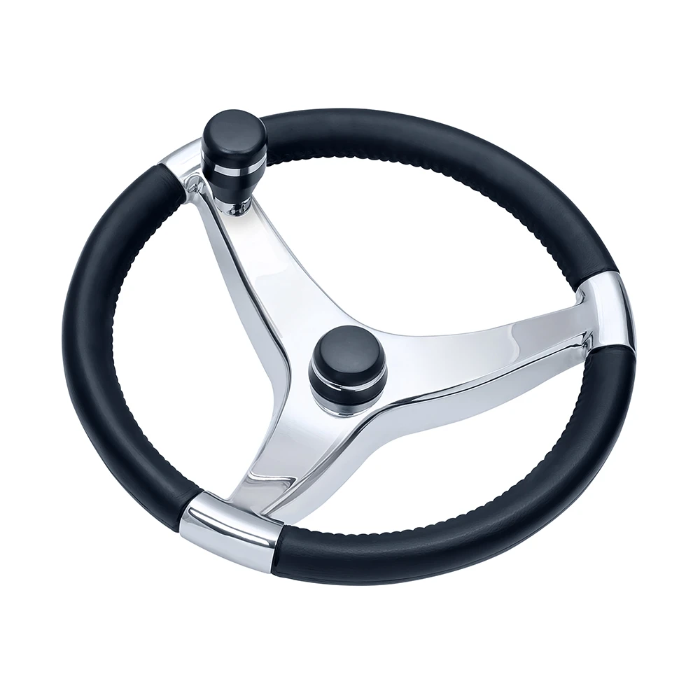 Schmitt Marine - Evo Pro Steering Wheel - Cast Stainless Steel, with Control Knob