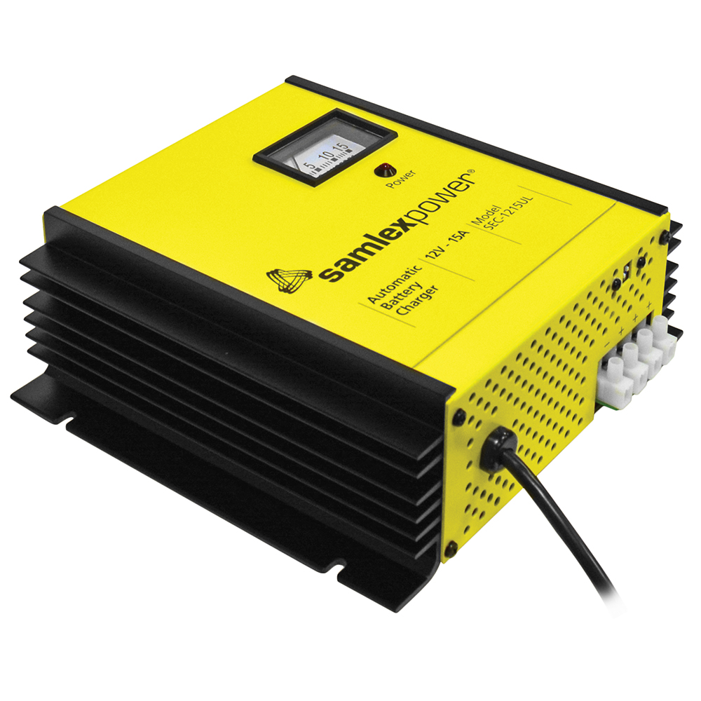 Samlex America - Battery Charger - 3-Bank, 3-Stage, Dip Switch & Lugs