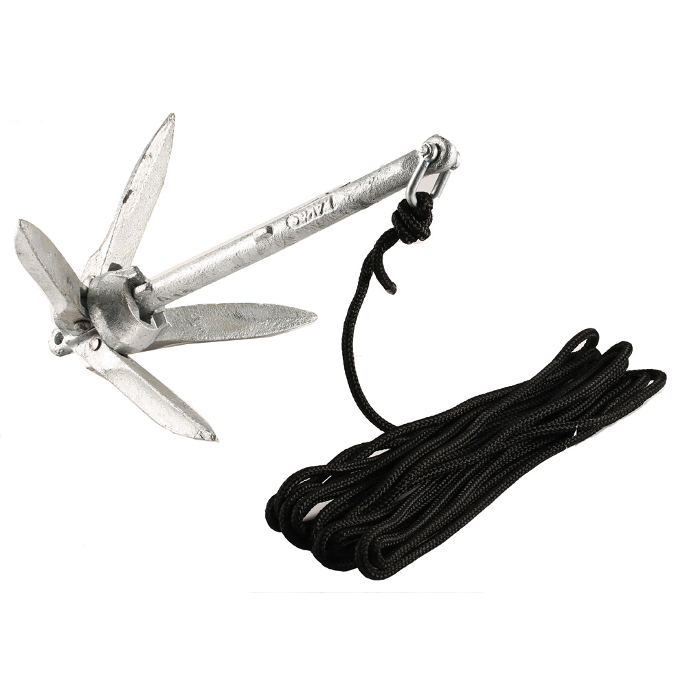 Attwood Marine Kayak Grapnel Anchor Kit, For PWCs, Canoes & Float Tubes, 3 lb Anchor, 20 ft MFP Anchor Rope, Mesh Bag