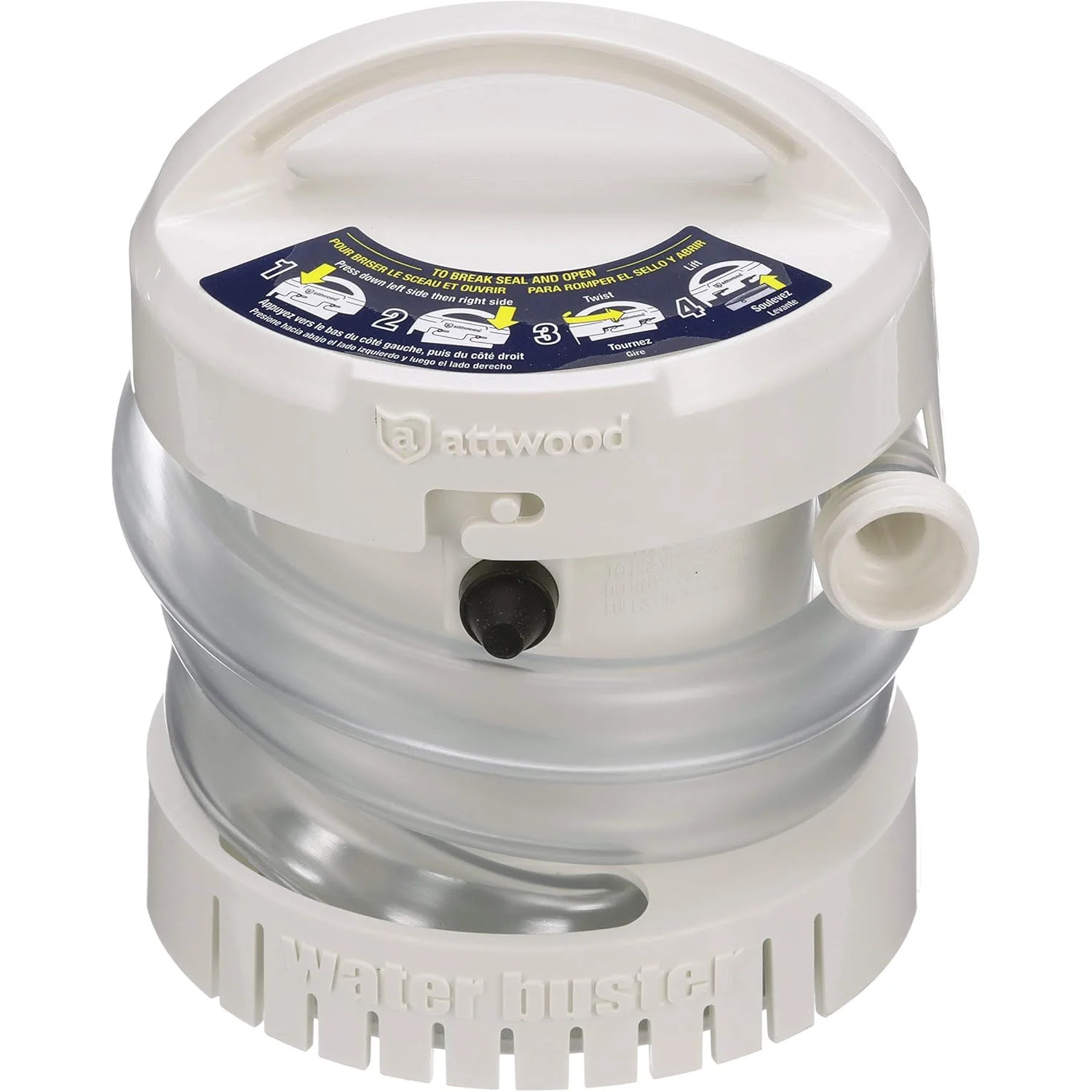Attwood Marine WaterBuster Portable Submersible Pump, 200 GPH, Battery Powered