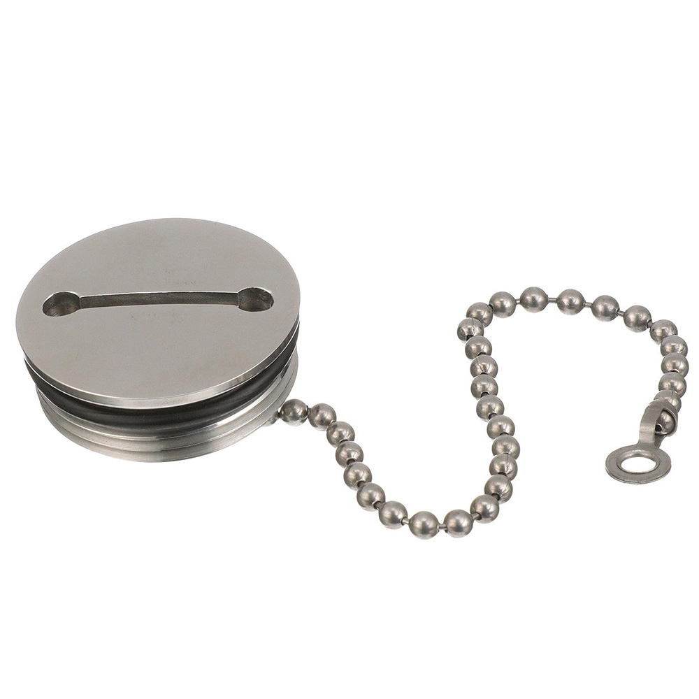 Attwood Marine Deck Fill Replacement Cap and Chain, For 66406, 66407, 66408, 66408C1, 1-3/4 in Cap, 3 in Flange