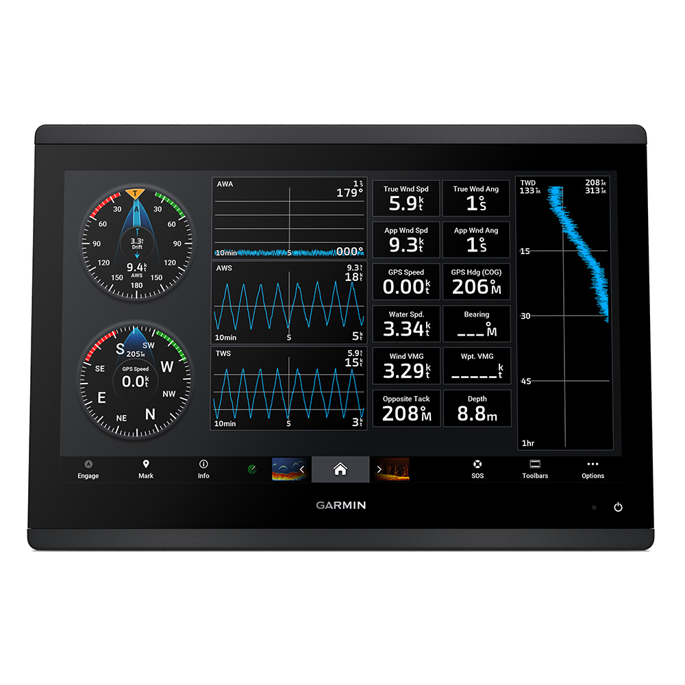 Garmin GPSMAP 1623 Chartplotter, Non-Sonar, 16 in IPS Touchscreen, Worldwide Basemap, NMEA 2000, Wi-Fi