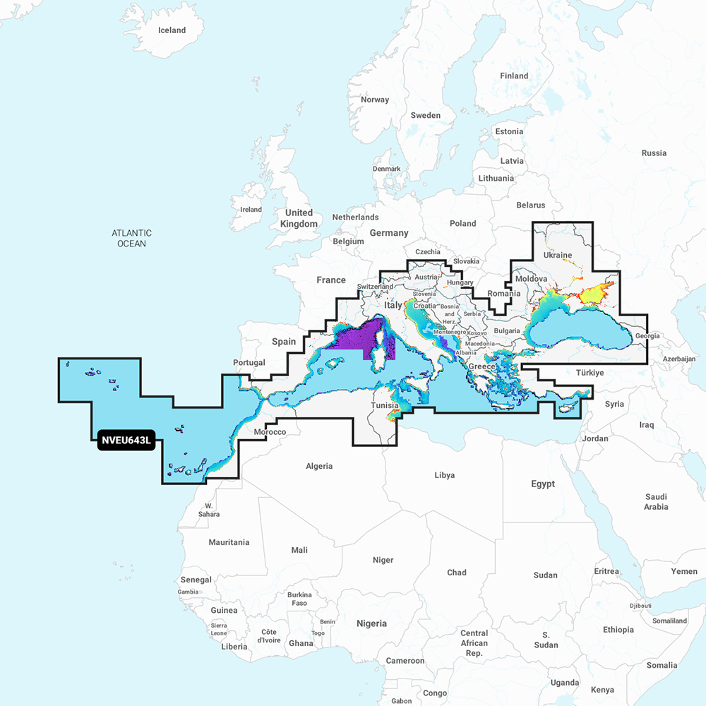 Garmin Navionics Marine Chart, Mediterranean & Black Sea, 1-Year Subscription