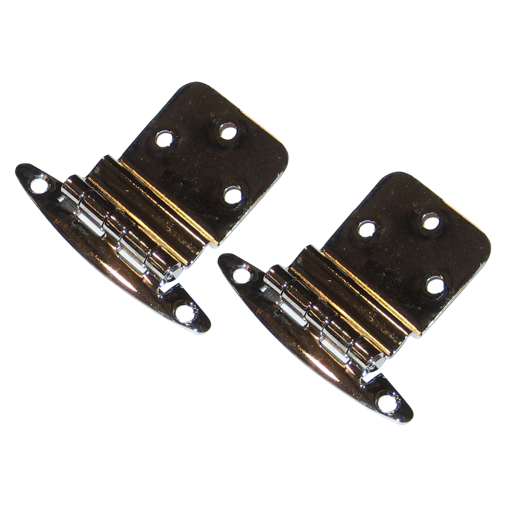 Perko Inset Hinges, 3/8 in, Semi-Concealed, Fixed Pin, Chrome-Plated Brass