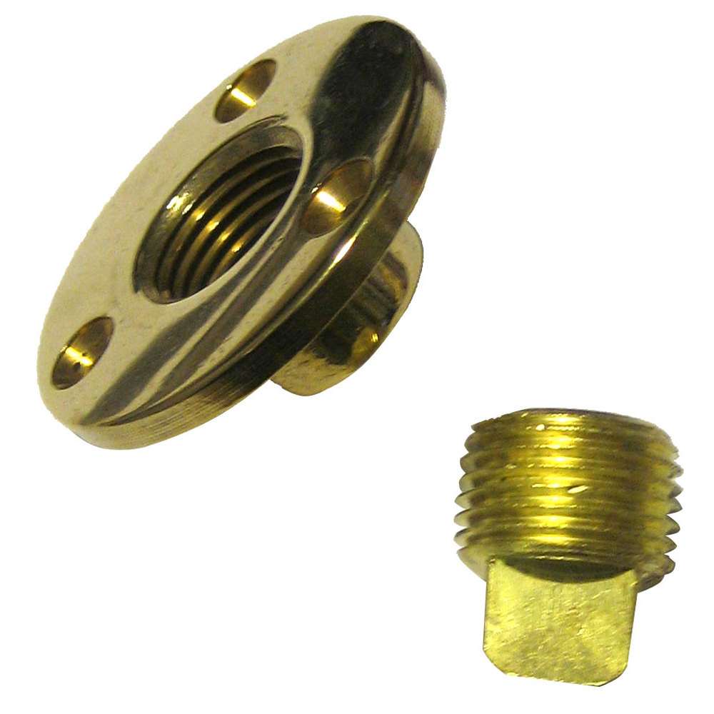 Perko Garboard Drain Plug, 1/2 in NPT, Cast Bronze, Brass Plug