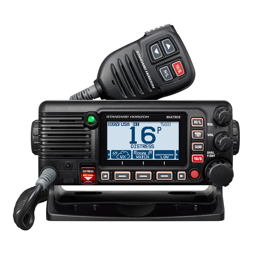 Standard Horizon - GX2400B Matrix Black VHF - With AIS, Integrated GPS, NMEA 2000 30W Hailer, Speaker Mic