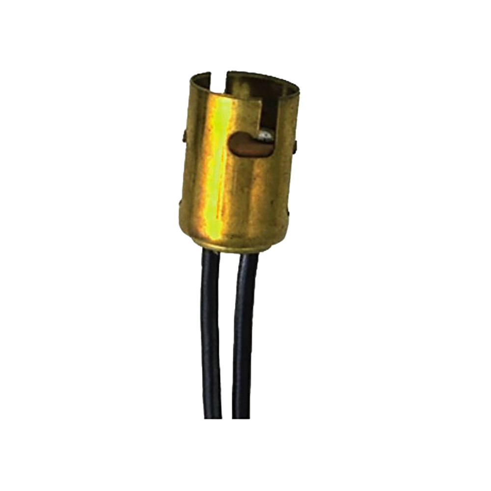 Perko Double Contact Bayonet Socket, Brass, 6 in Wire Leads