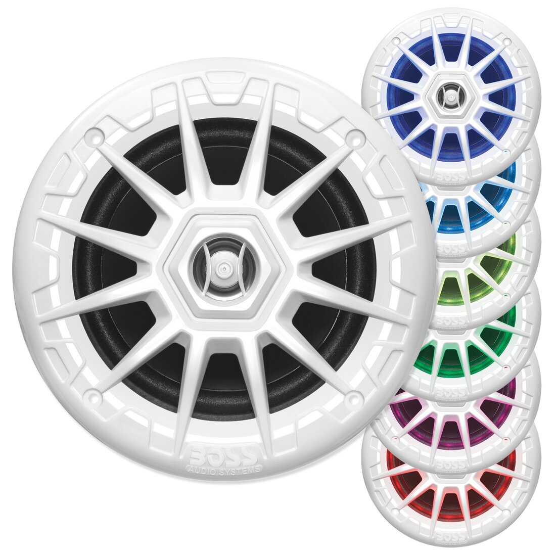 Boss Audio - 5.25" Marine Speakers - With RGB Lighting, White