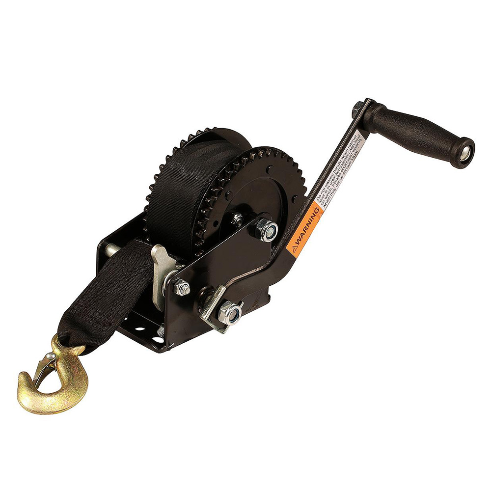 Attwood Marine Boat Trailer Winch, 2 in x 20 ft Nylon Strap, 4.1:1 Gear Ratio, 3-Position Pawl