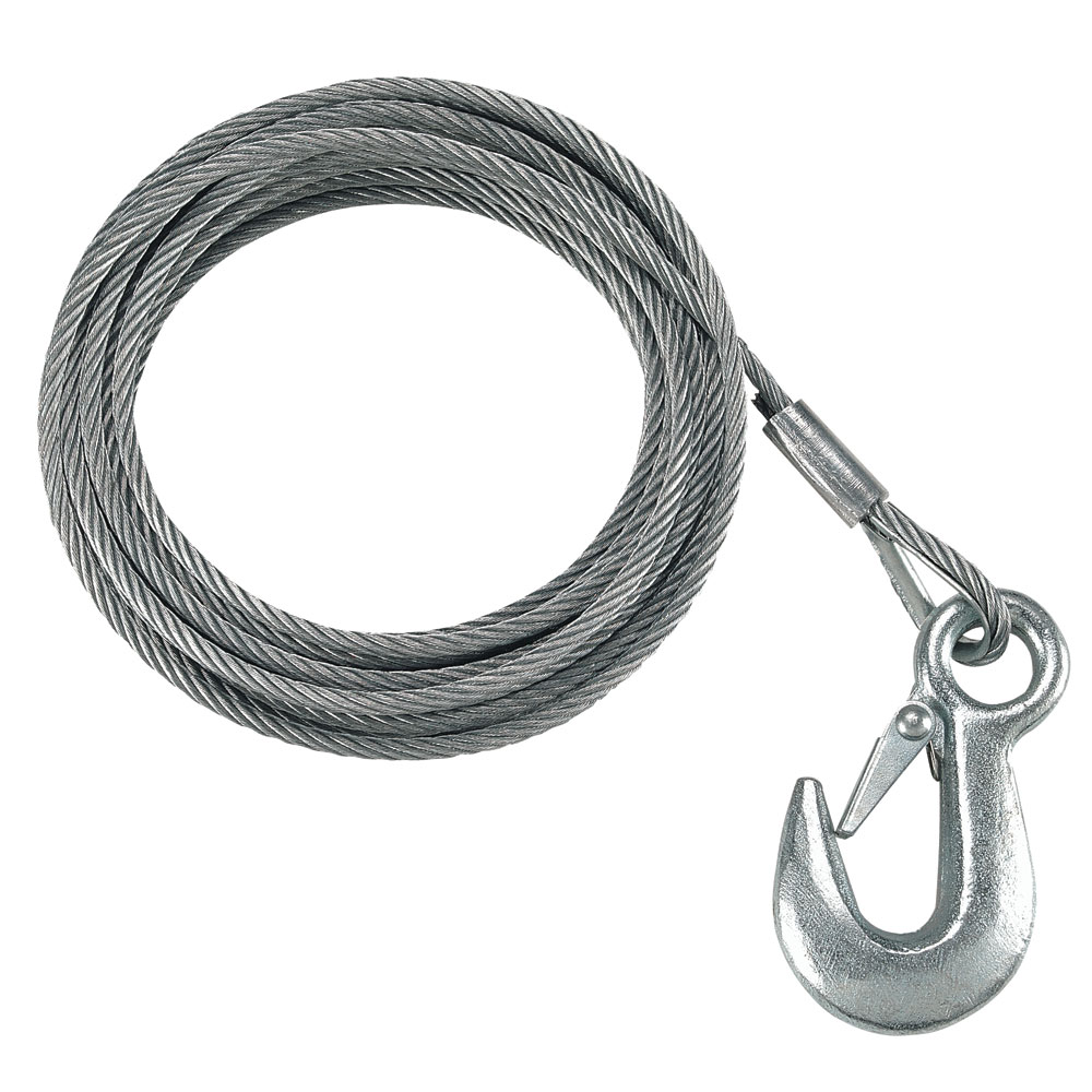 Fulton - Galvanized Winch Cable and Hook - Breaking Strength, 5,600 lbs, 7/32" x 50'