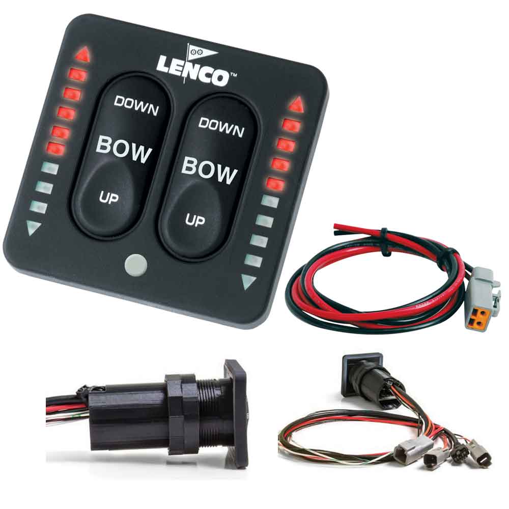 Lenco Marine - LED Indicator Integrated Tactile Switch Kit - With Pigtail, For Single Actuator Systems