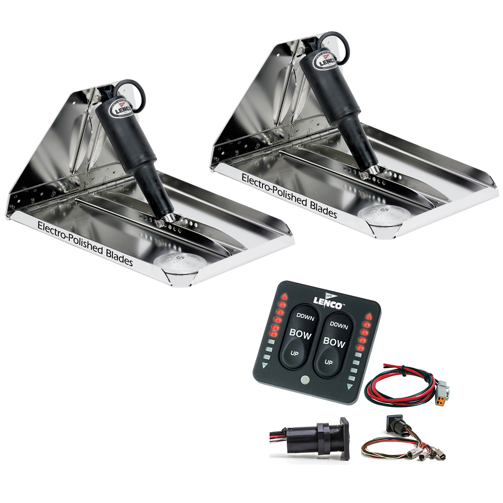Lenco Marine - Heavy Duty Performance Trim Tab Kit - With LED Indicator Switch Kit 12V