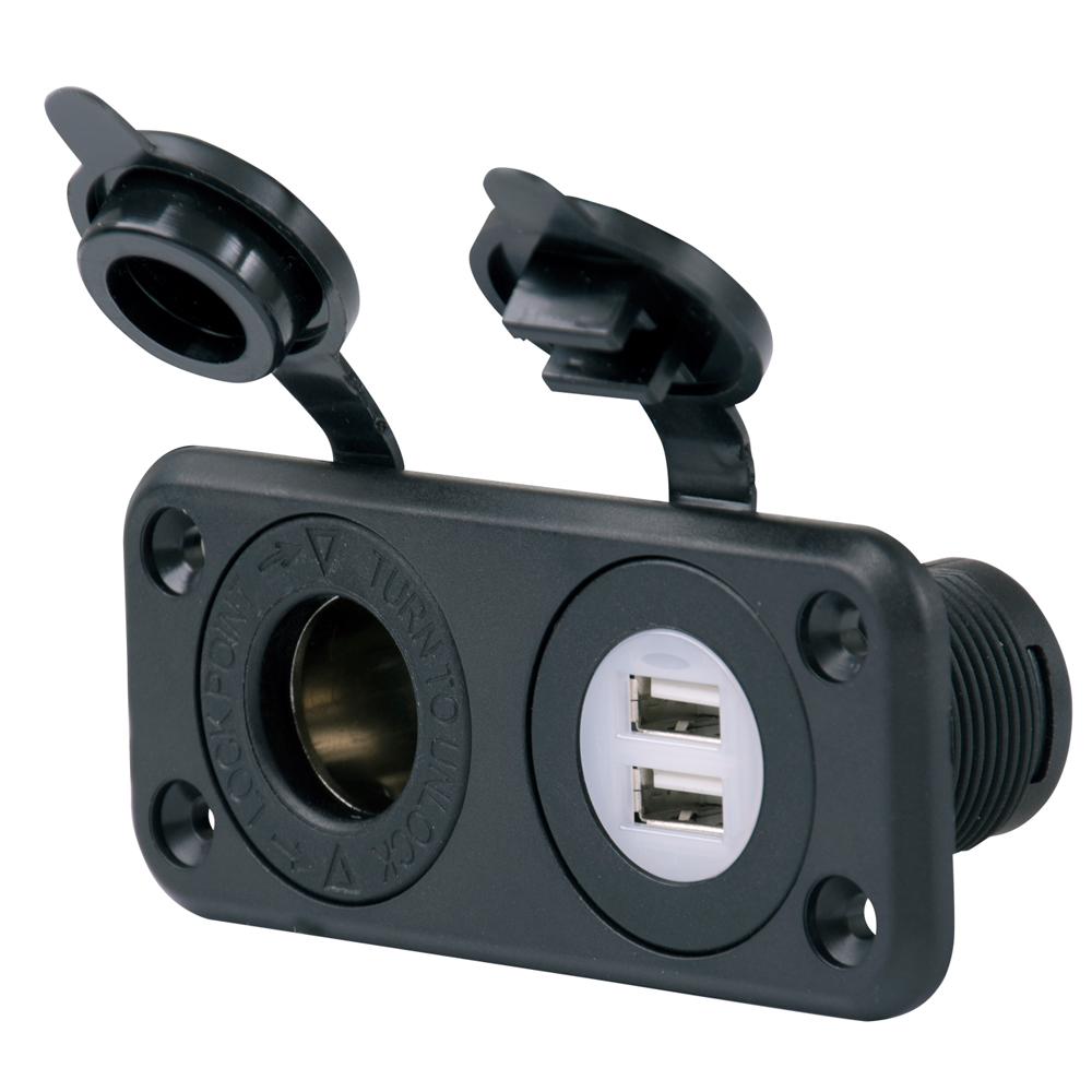 Marinco - SeaLink Deluxe Dual USB Charger - 12V Receptacle