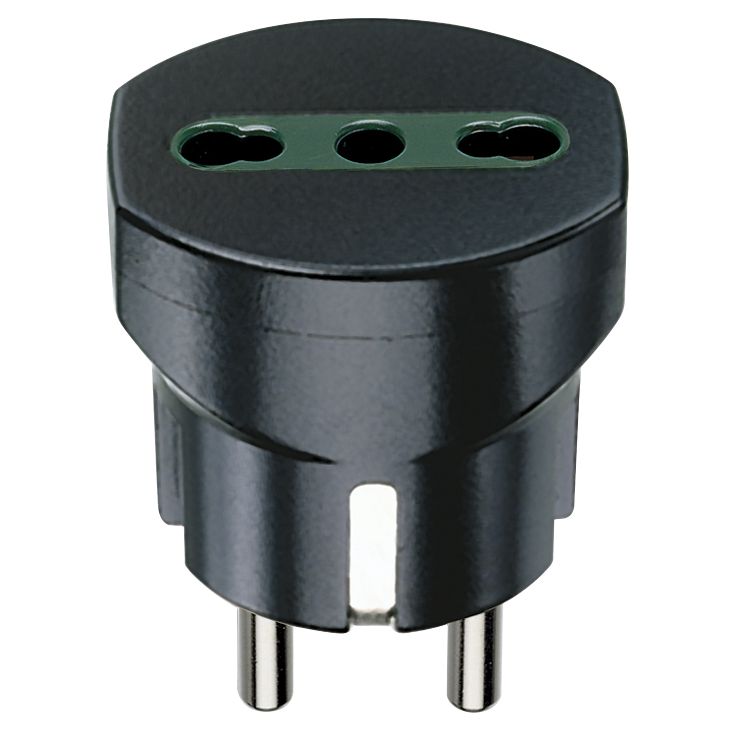 Vimar Sicury German/French to Italian Plug Adapter, 2P+E, 250V, 16A, 1500W, P17/11 Socket
