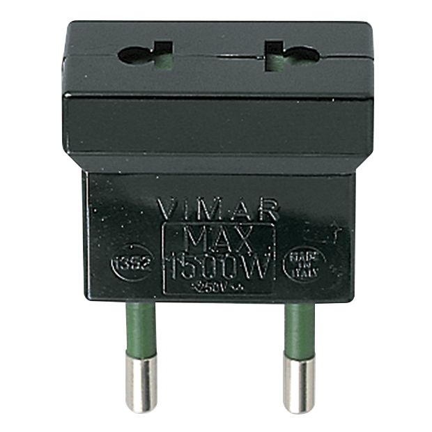 Vimar S10 Plug Adaptor, Italian Plug to USA+EU Outlet, 250V, 10A, 1500W