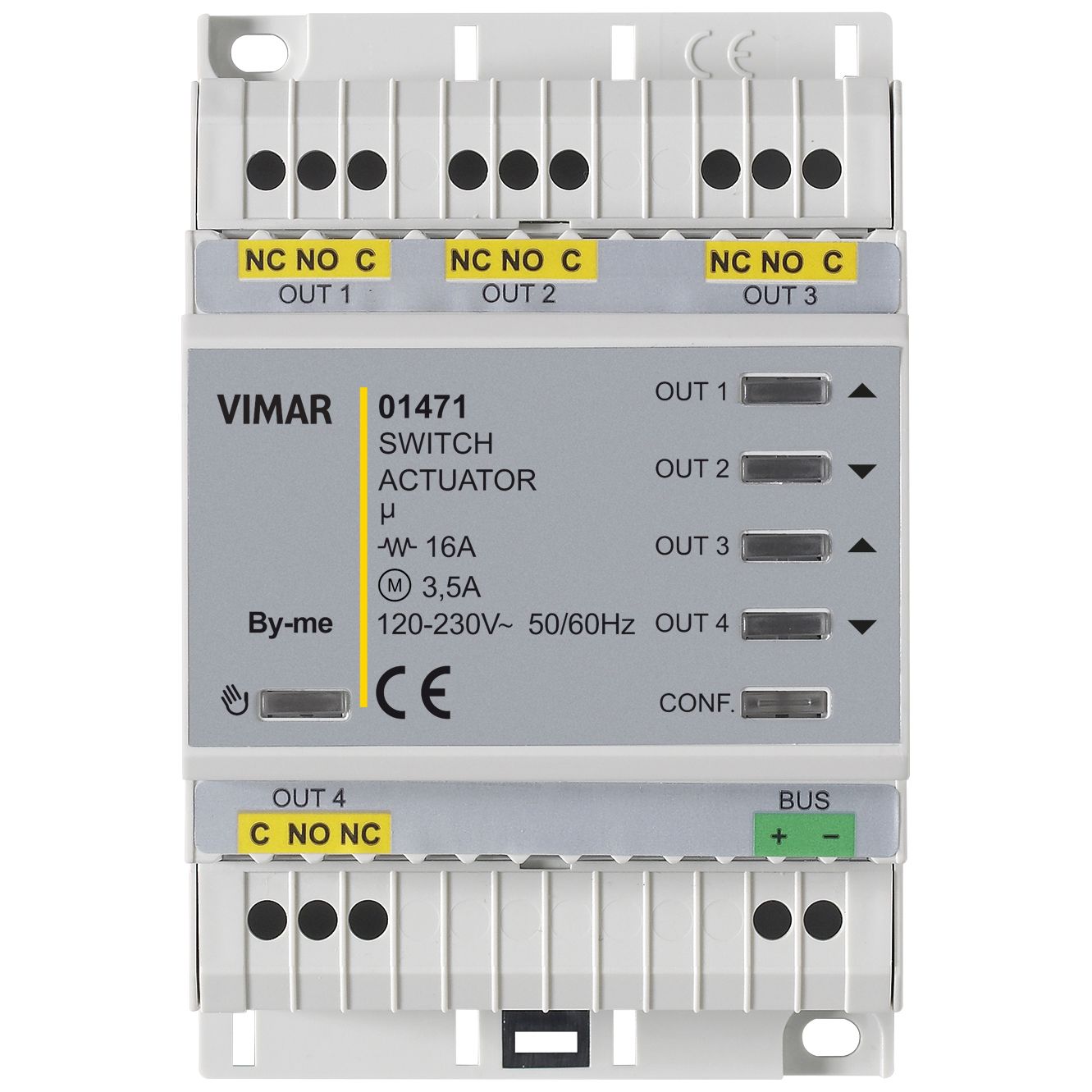 Vimar By-me Plus 4-Output Relay Actuator, 16A, 120-230V, DIN Rail