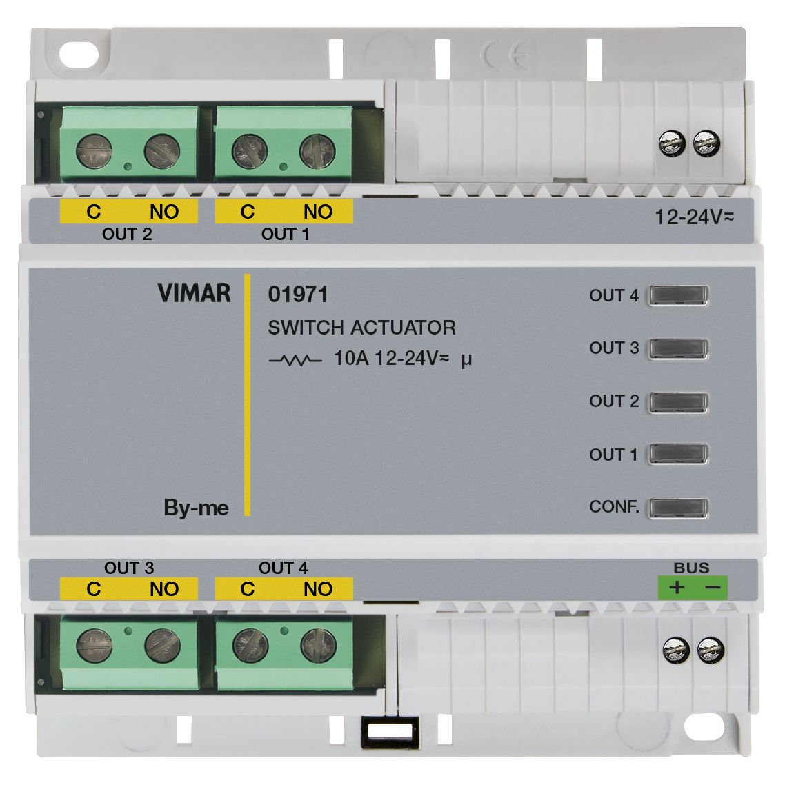 Vimar By-me Plus 4-Relay Actuator 24V, 12-24V AC/DC SELV, 10A, DIN Rail