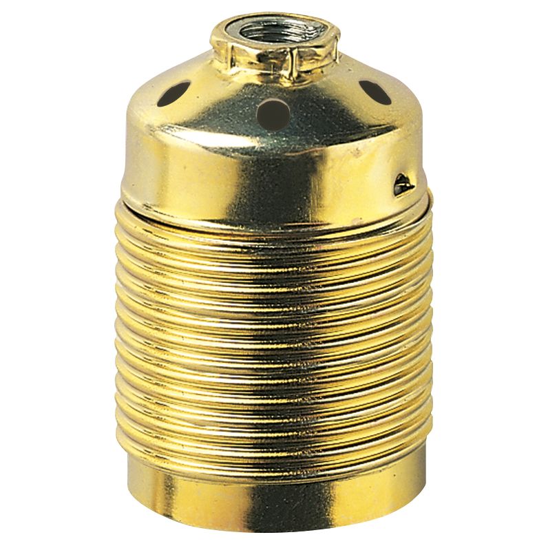 Vimar E27 Lampholder, M10x1, Earth Terminal, Threaded Skirt, Brass Finish
