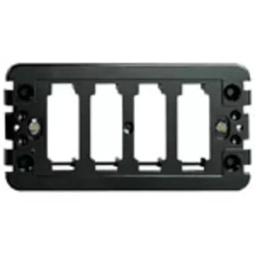 Vimar 8000 Series 4-Module Mounting Frame, for Rectangular Flush Boxes, with Screws, Thermoplastic, Horizontal/Vertical Mounting, Black