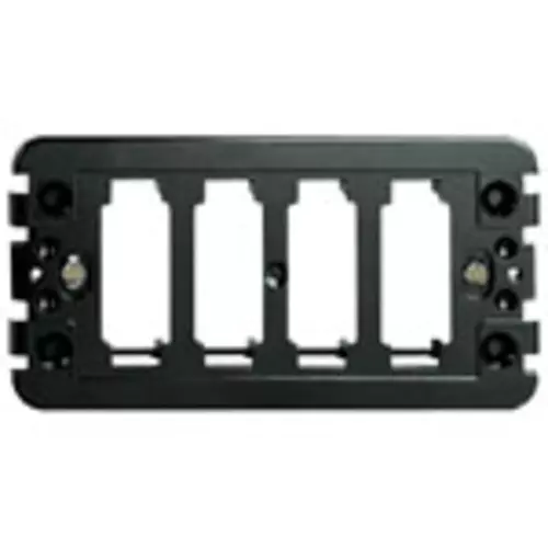 Vimar 8000 Series 4-Module Mounting Frame, for Rectangular Flush Boxes, with Screws, Thermoplastic, Horizontal/Vertical Mounting, Black