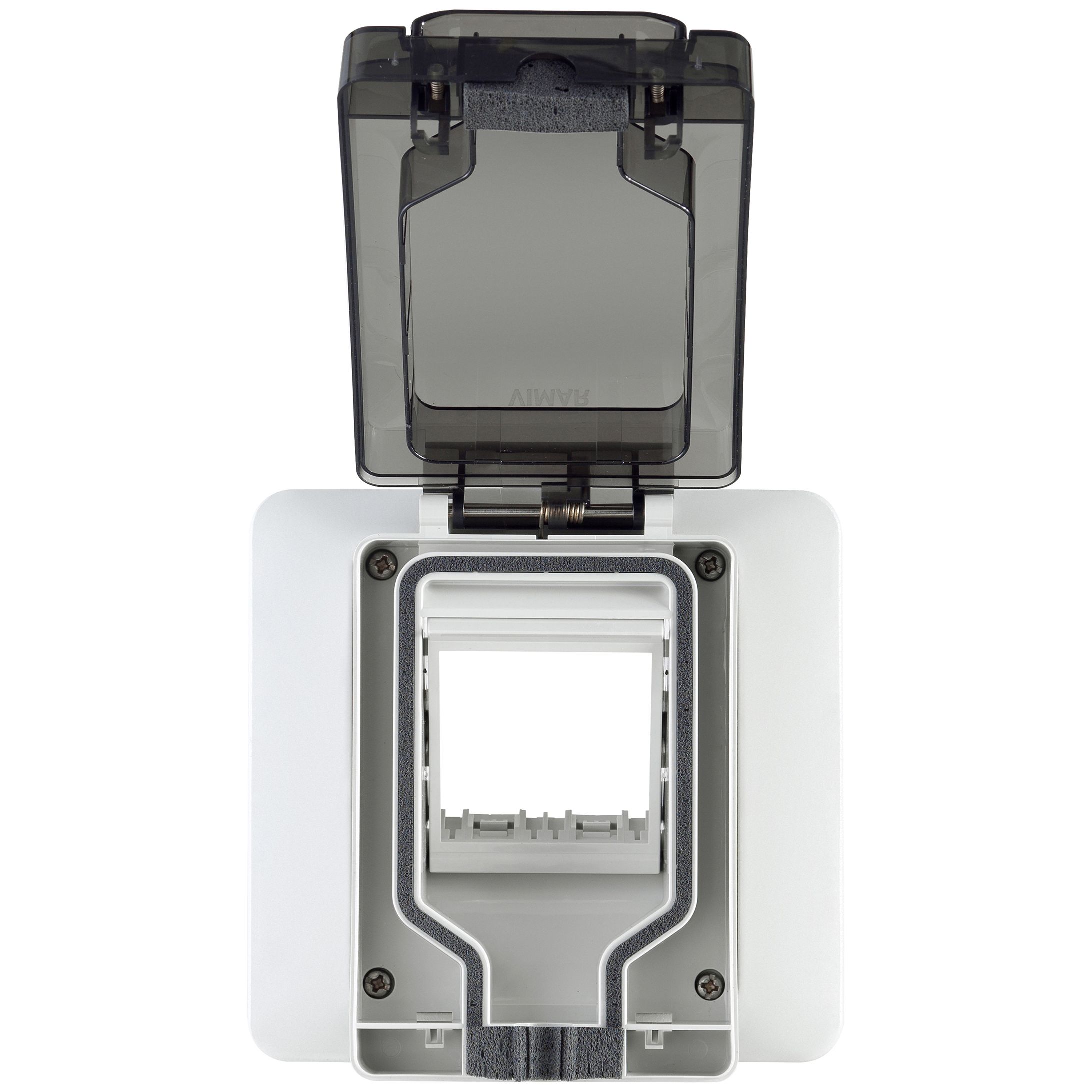 Vimar Isoset IP55 Enclosure With Inserted Socket, 2-Module, For Eikon/Arké/Plana Modules, For 3-Module Flush Mounting Box