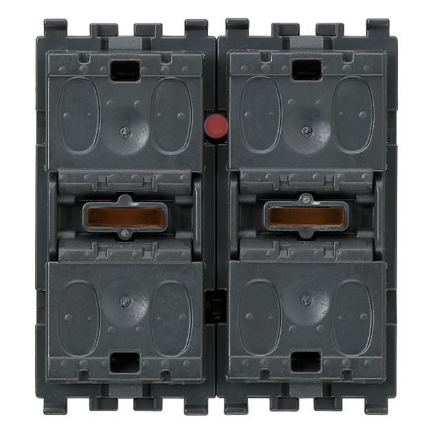 Vimar EIKON 2-Module Two-Rocker Push Buttons, Marine Version, Illuminated, 29V, IP40, Grey (RAL 7024)