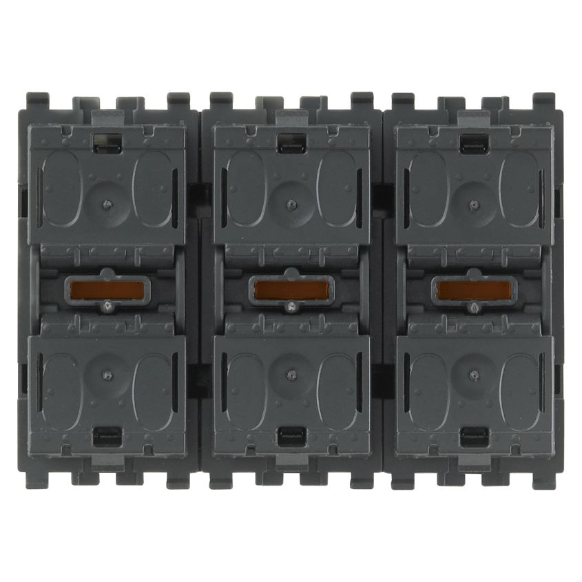 Vimar Eikon 3-Module 3-Rocker Push Button, For By-me Plus, 1M/2M Interchangeable Buttons, BUS 29V, IP40