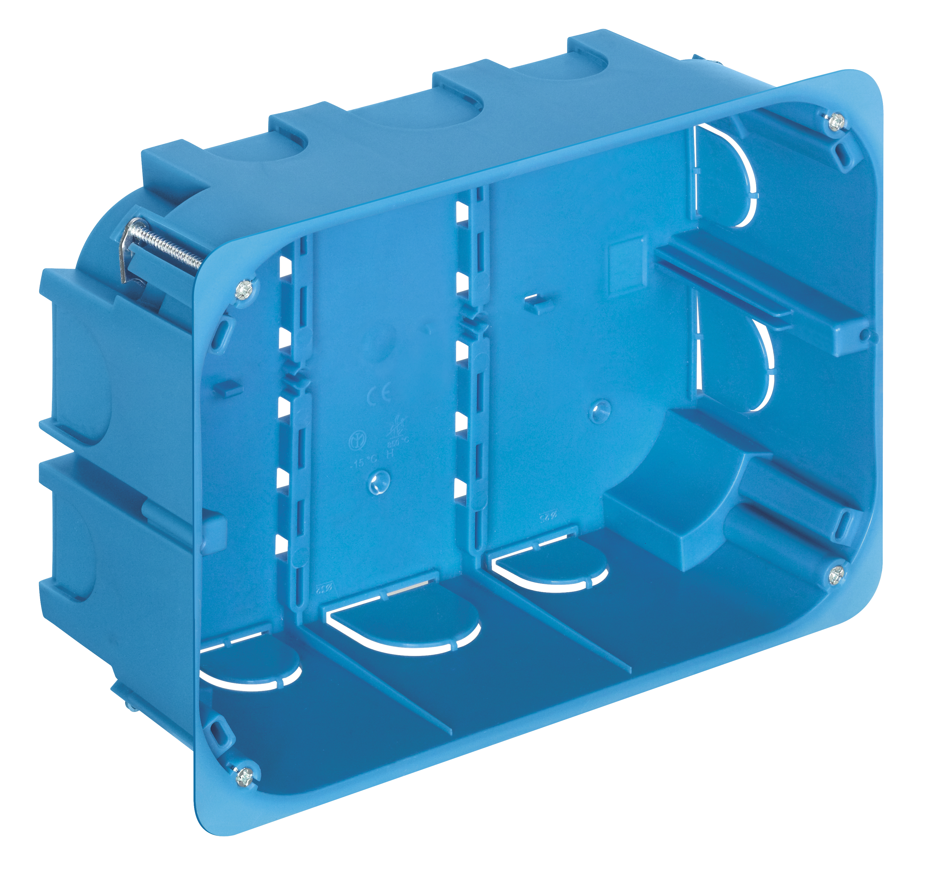 Vimar 12-14 Module Flush-Mount Box for Hollow Walls, 68 mm Cutout, 50 mm Internal Depth, Halogen-Free Plastic, GW 850C, Blue