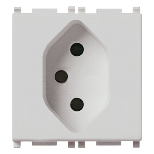 Vimar Plana Swiss Type 13 2P+E Socket Outlet, 2-Module, 10A, 250V, IP20, Flush Mount, Screw Terminals