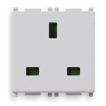Vimar Plana 2P+E English Socket Outlet, 13A, 250V, IP20, Flush Mount, 2-Module