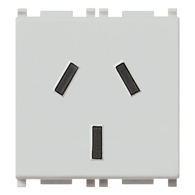 Vimar Plana 2P+E Argentinian SICURY Socket Outlet, 20A, 250V, 2-Module, Flush-Mounted, Screw Terminal, IP20