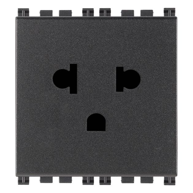 Vimar ARKÉ 2P+E USA+EU SICURY Socket Outlet, 2 Modules, 16A 250V, Flush-Mounted, Screw Terminal, IP20