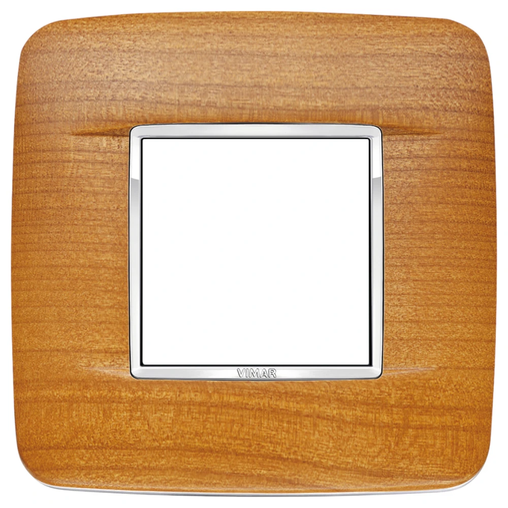 Vimar Eikon 2-Module Round British Cover Plate, 95 x 95 mm, IP00, Halogen-Free, Clamp Mounting