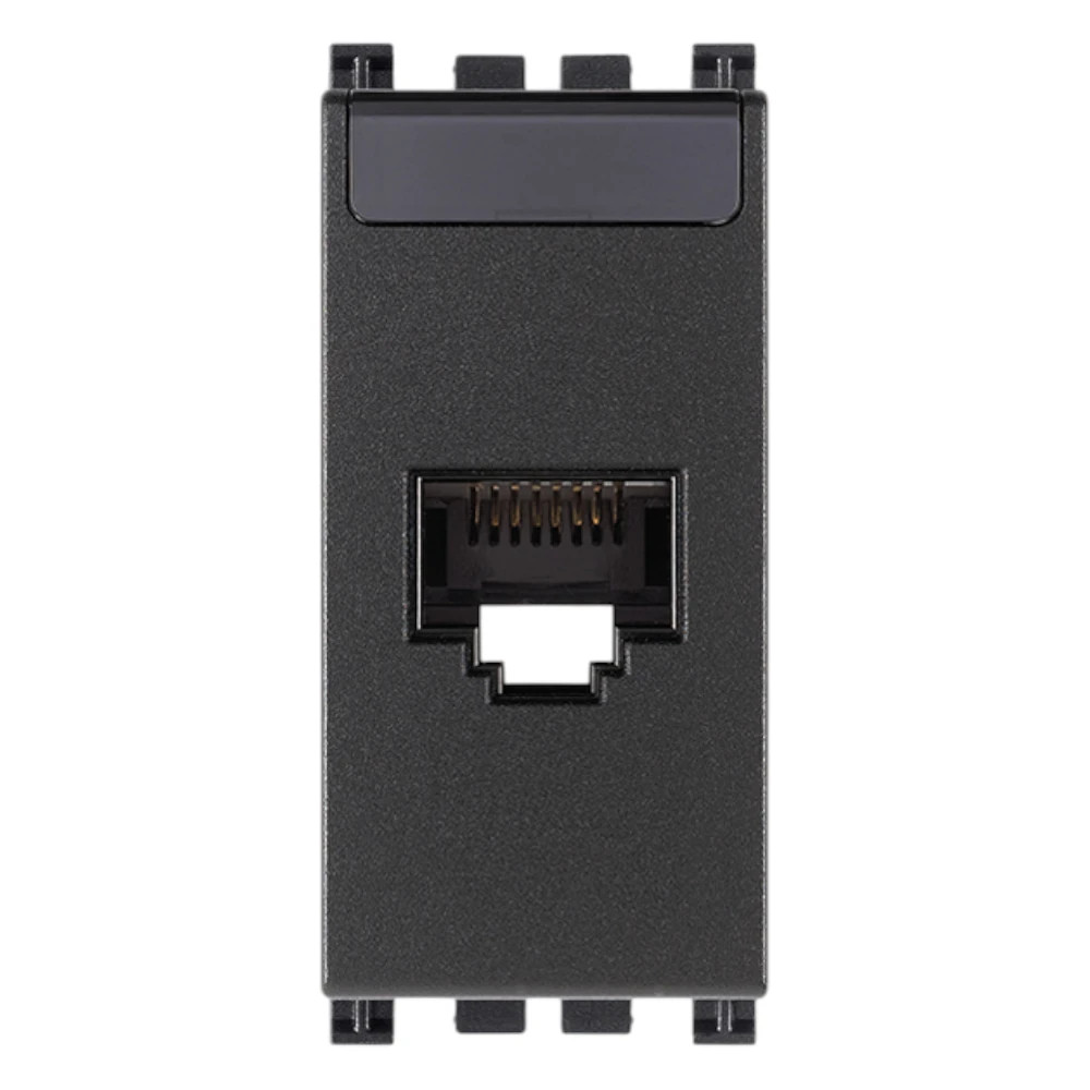 Vimar ARKÉ RJ45 Netsafe Outlet, T568A/B Universal Wiring, 8 Contacts, Tool-Free Insulation-Piercing Terminals