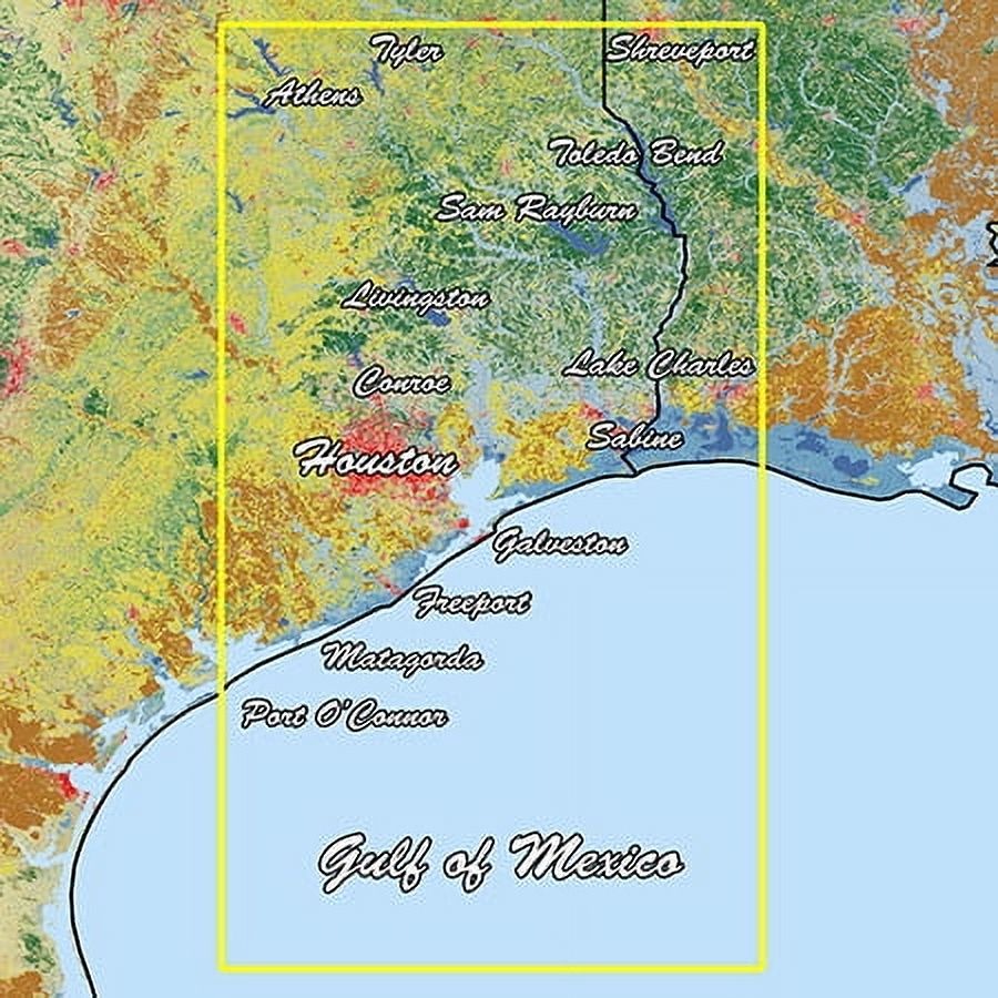 Garmin Standard Mapping Texas East Classic microSD/SD Card, Coastal Aerial Overlay, High-Contrast Offshore Elevation Shading, Local Waterway and Land Feature Names