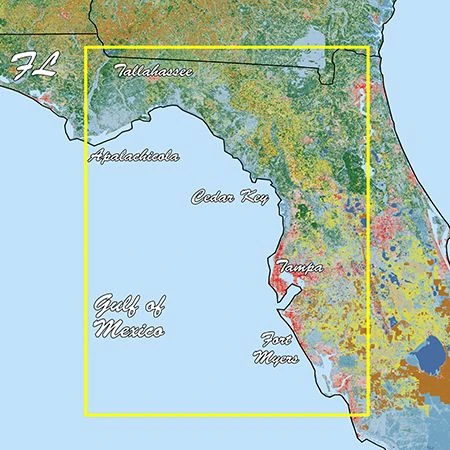 Garmin Standard Mapping Florida West Pen microSD/SD Card, Premium, Coastal Aerial Overlay, Offshore Elevation Shading, Local Waterway Names, Wildlife Management Areas, Offshore Lease Areas