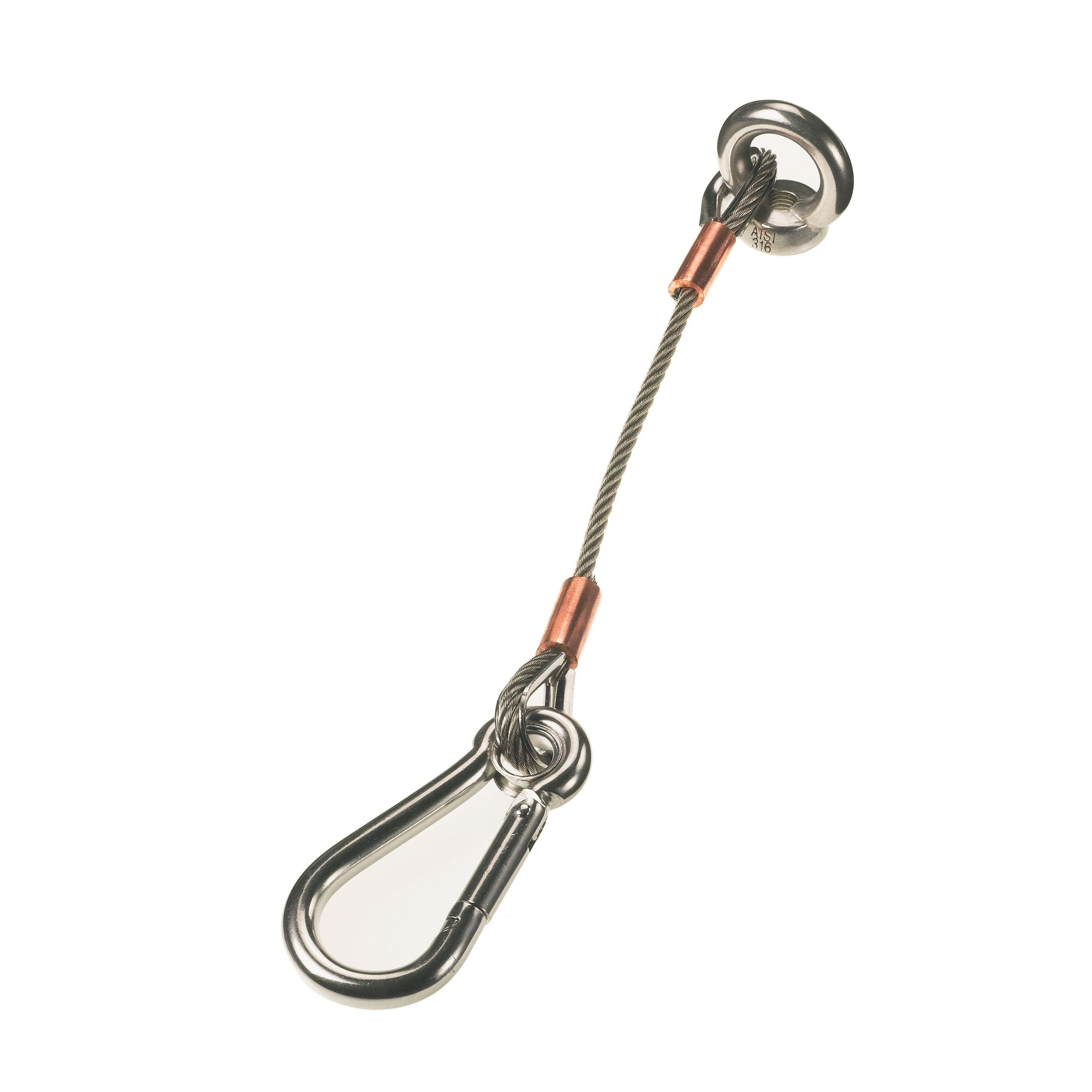 Lewmar - 66840028 Anchor Strap 12" 4mm Cable with 8mm Carabiner Clip