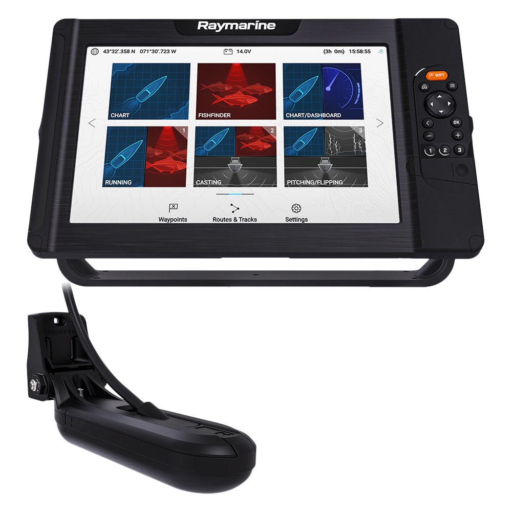 Raymarine Element 12 HV Fishfinder/Chartplotter Combo, HV-100 Transom Mount Transducer, Navionics+ US/Canada Charts