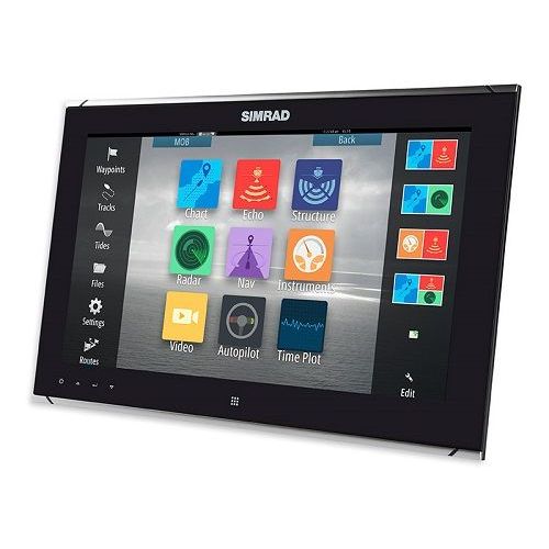 Simrad MO16-T Marine Multi-Touch Monitor, 15.6in, 1000-Nit, 8 mm Flush Mount, 12/24V, HDMI, DVI, Composite