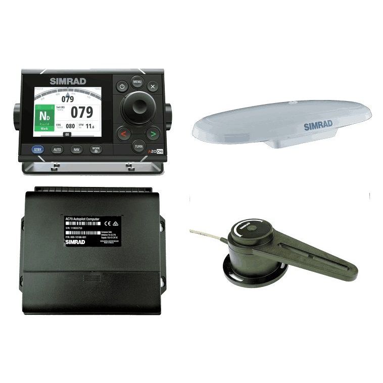 Simrad A2004 Autopilot Pack, No Drive, HS75 GPS Compass, AC70 Autopilot Computer, RF300 Rudder Feedback, Optically Bonded 4.1 in Display, NMEA 2000