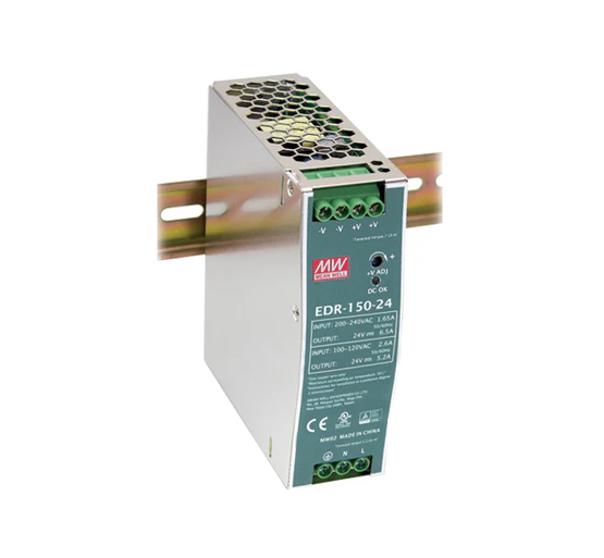Mean Well - DIN Rail Power Supply - 24V DC, 6.5 Amps, 156 Watts (EDR-150-24)