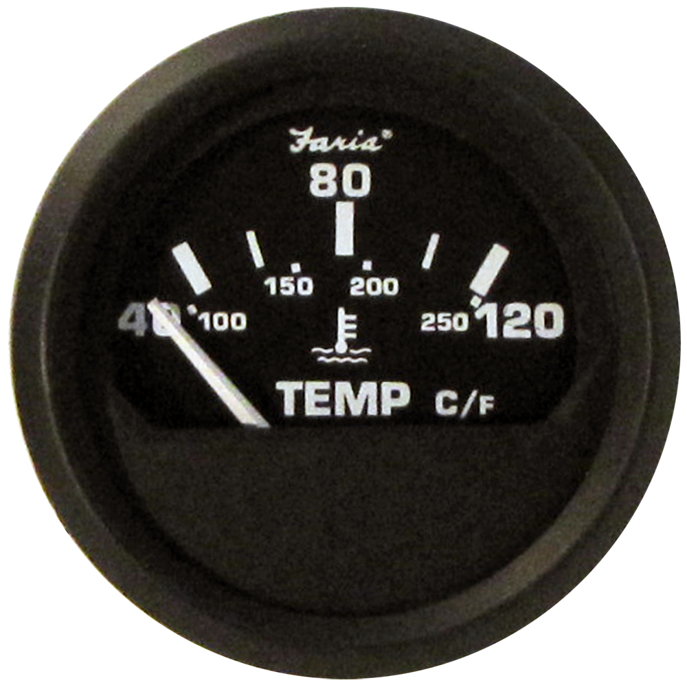 Faria Euro Black 2" Water Temperature Gauge - Metric (40 to 120° C) 12814