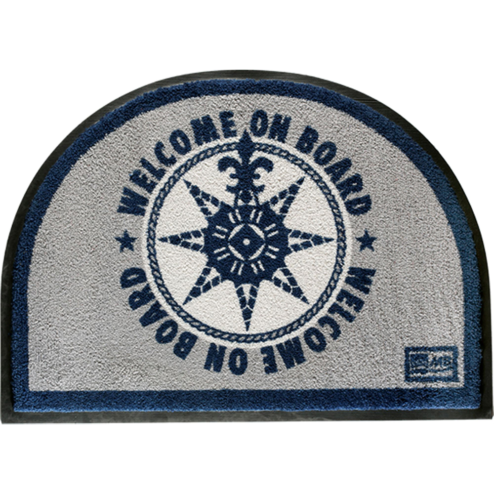 Marine Business Non-Slip WELCOME ON BOARD Half-Moon-Shaped Mat - Blue/Grey 41220