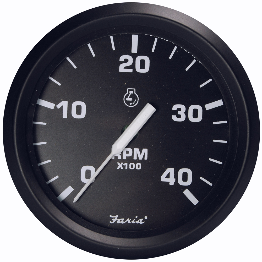 Faria Euro Black 4" Tachometer - 4000 RPM (Diesel - Magnetic Pick-Up) 32803