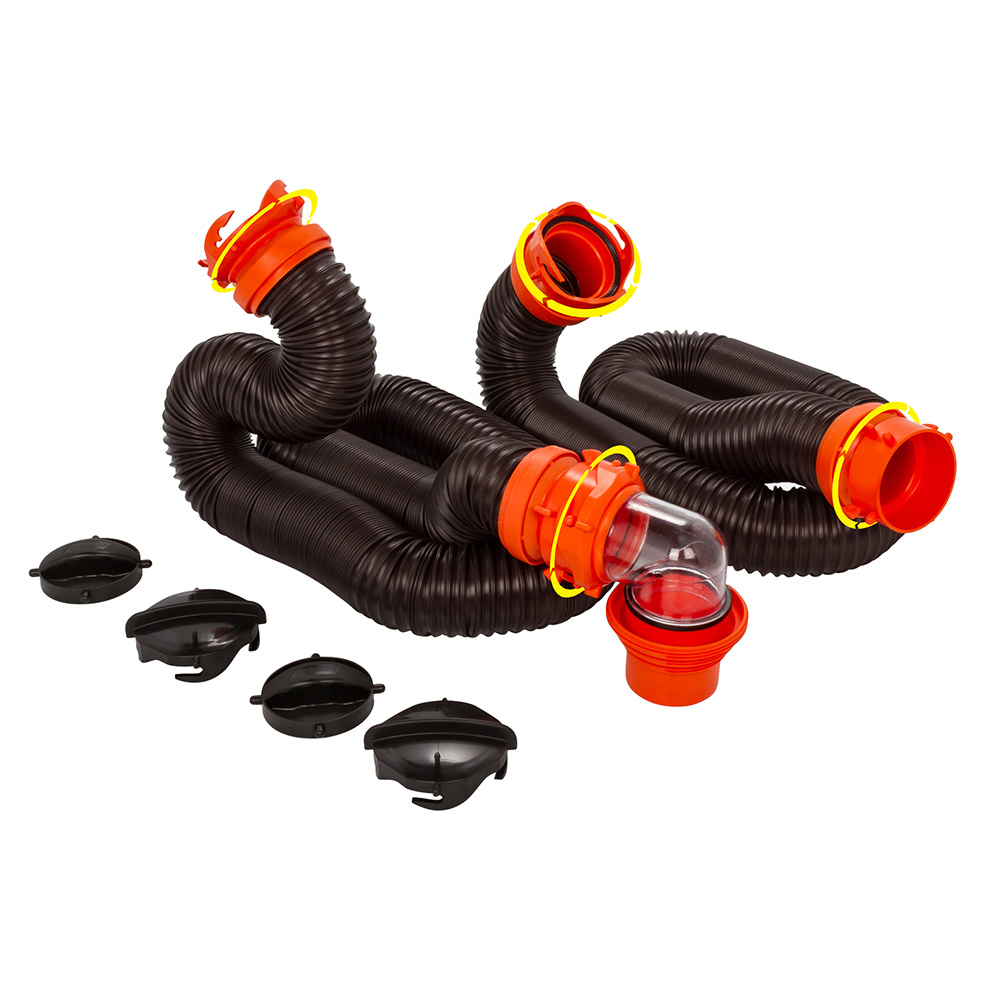 Camco RhinoFLEX 20' Sewer Hose Kit w/4 In 1 Elbow Caps 39741