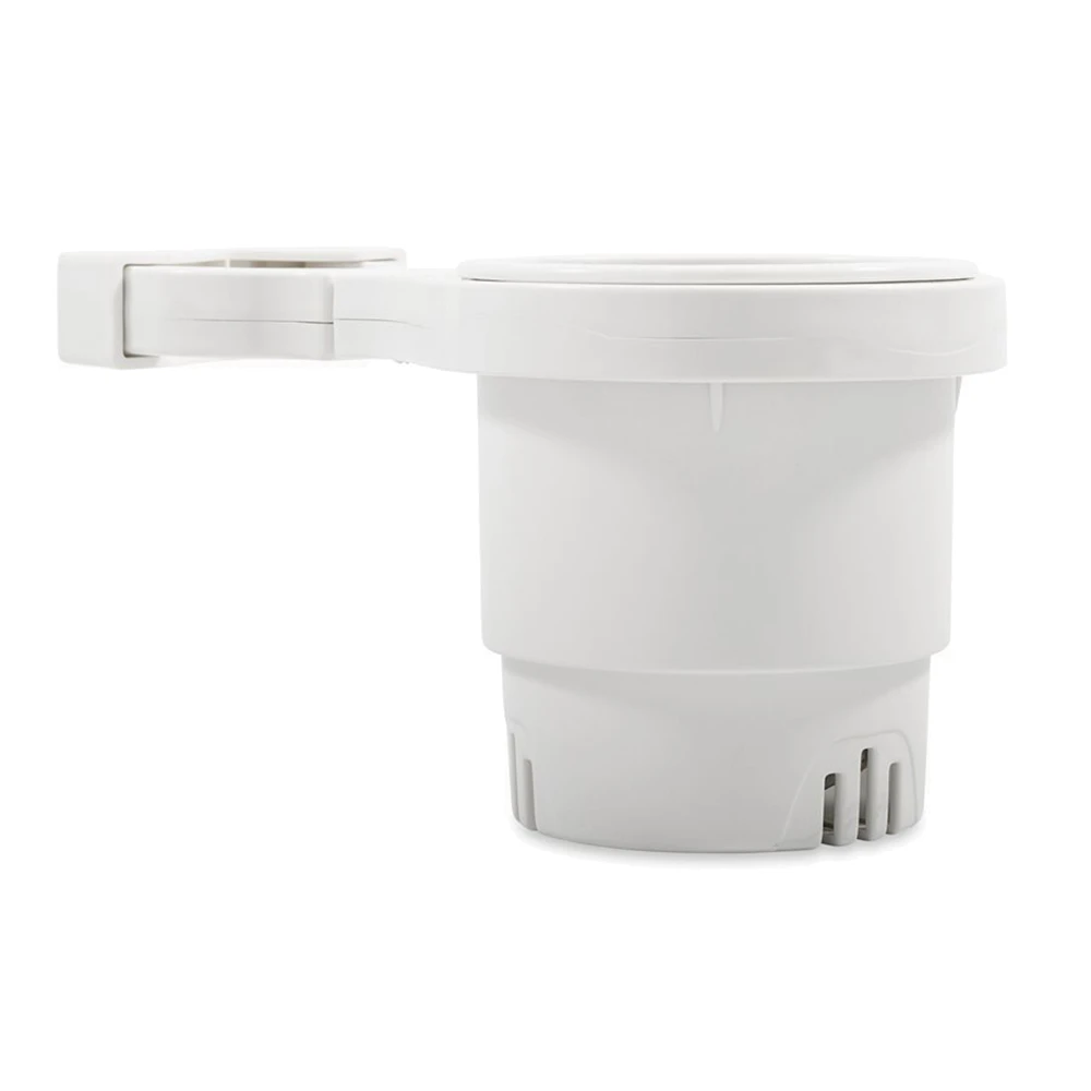 Camco Clamp-On Rail Mounted Cup Holder - Small for Up to 1-1/4" Rail - White 53086