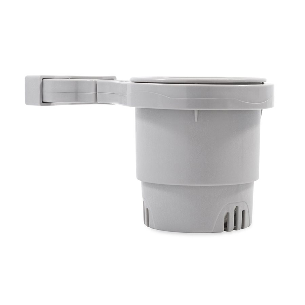 Camco Clamp-On Rail Mounted Cup Holder - Small for Up to 1-1/4" Rail - Grey 53093