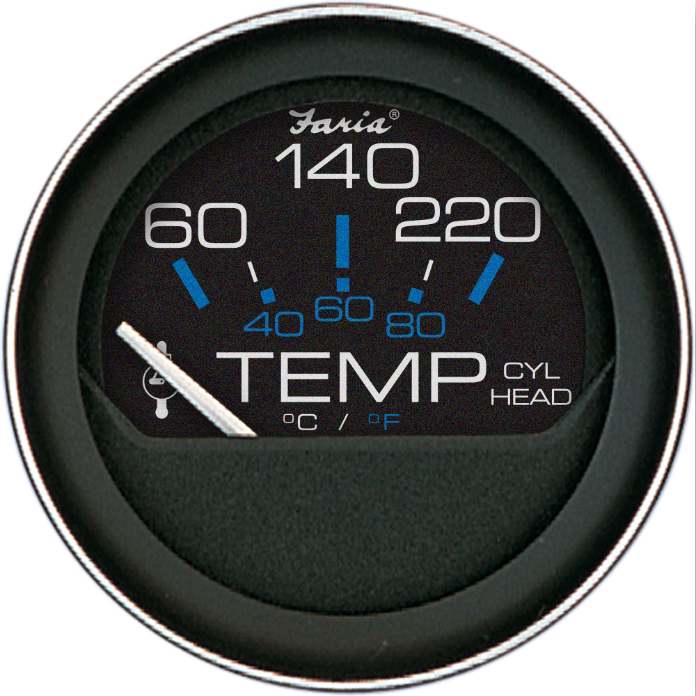 Faria Coral 2" Cylinder Head Temperature Gauge (60-120° F) w/Sender 13009