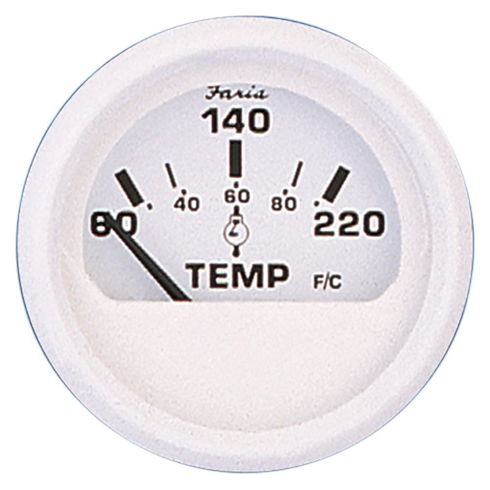 Faria Dress White 2" Cylinder Head Temperature Gauge (60 - 220° F) 13113